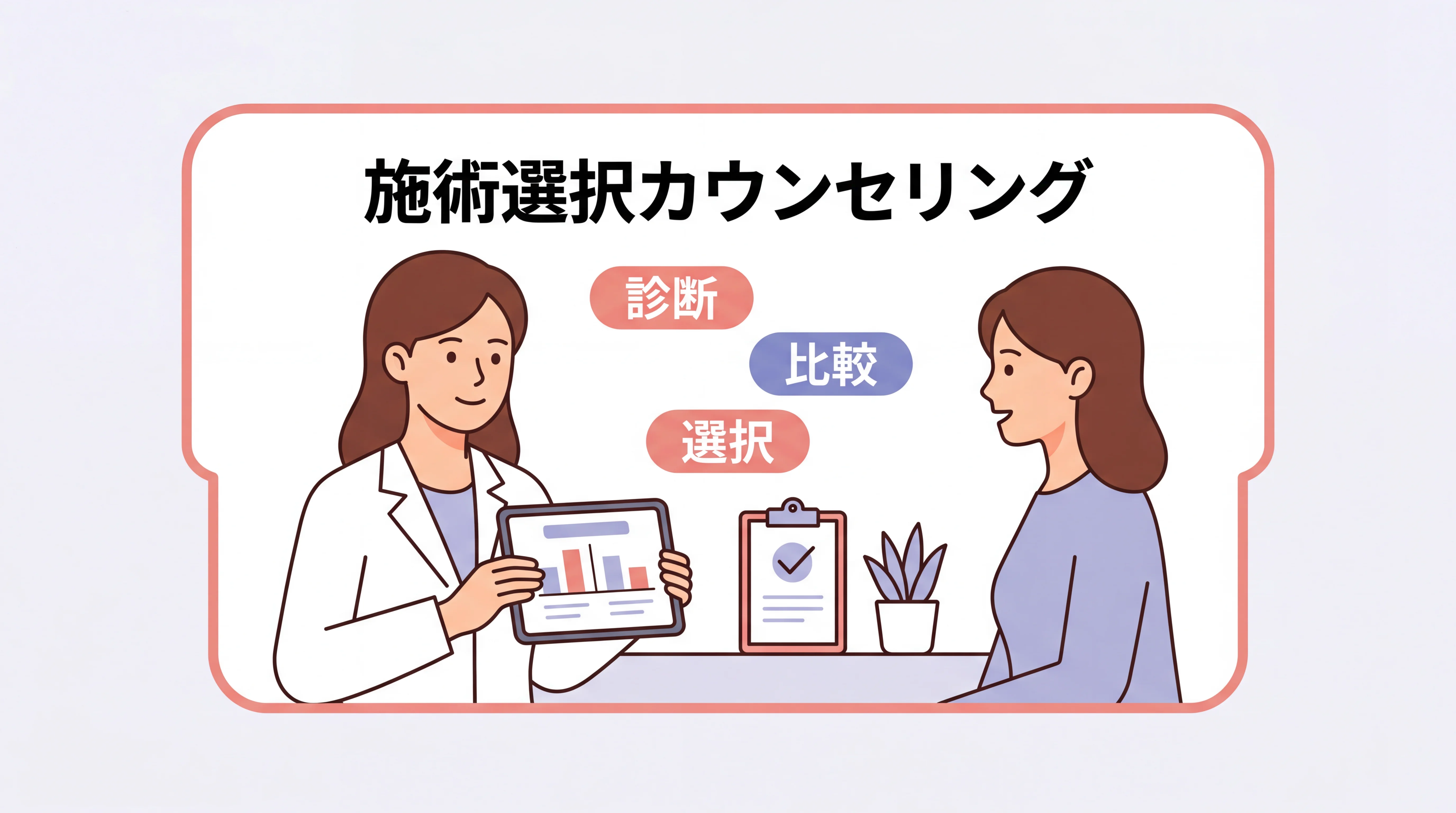 カウンセリングで施術選択を相談するイメージ